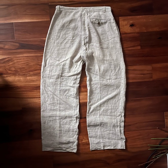 Baggy Beige Linen Pants - Picture 3 of 3